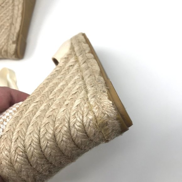 SOLUDOS Cream Linen Wedge Lace Up Espadrille - Picture 10 of 12